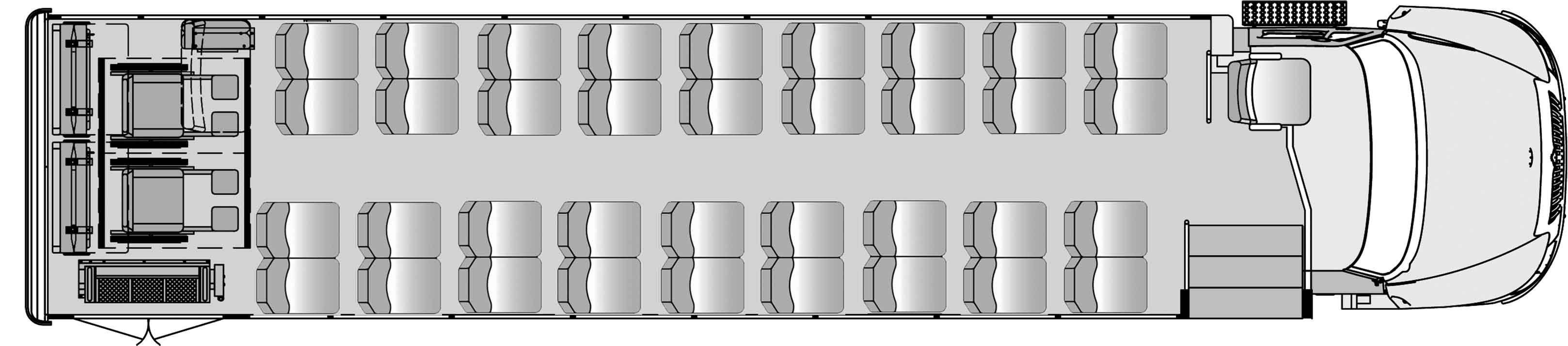 36 Passenger 2 Wheelchair With Flip And Foldaway Seats Plus Driver Floorplan Image